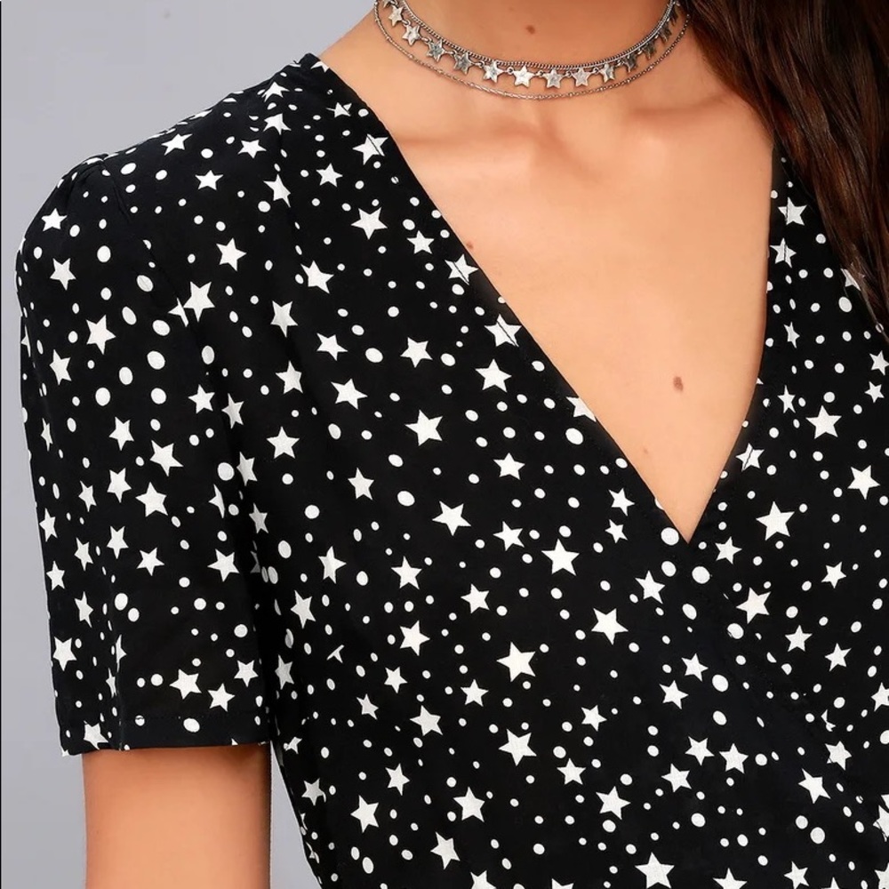 Lulus Star & Polka Dot Print Wrap Mini Dress